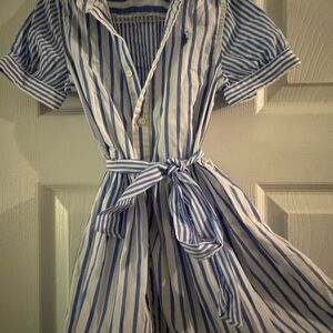 Ralph Lauren Blue and White Striped Casual Shirt Dress
